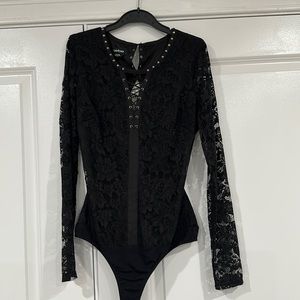 Bebe lace tie up bodysuit